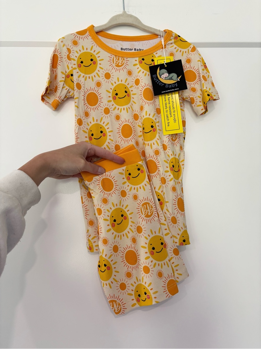 Butter Baby Ribbed Sunshine Short Sleeve Bamboo Pajama Set Size 4T New